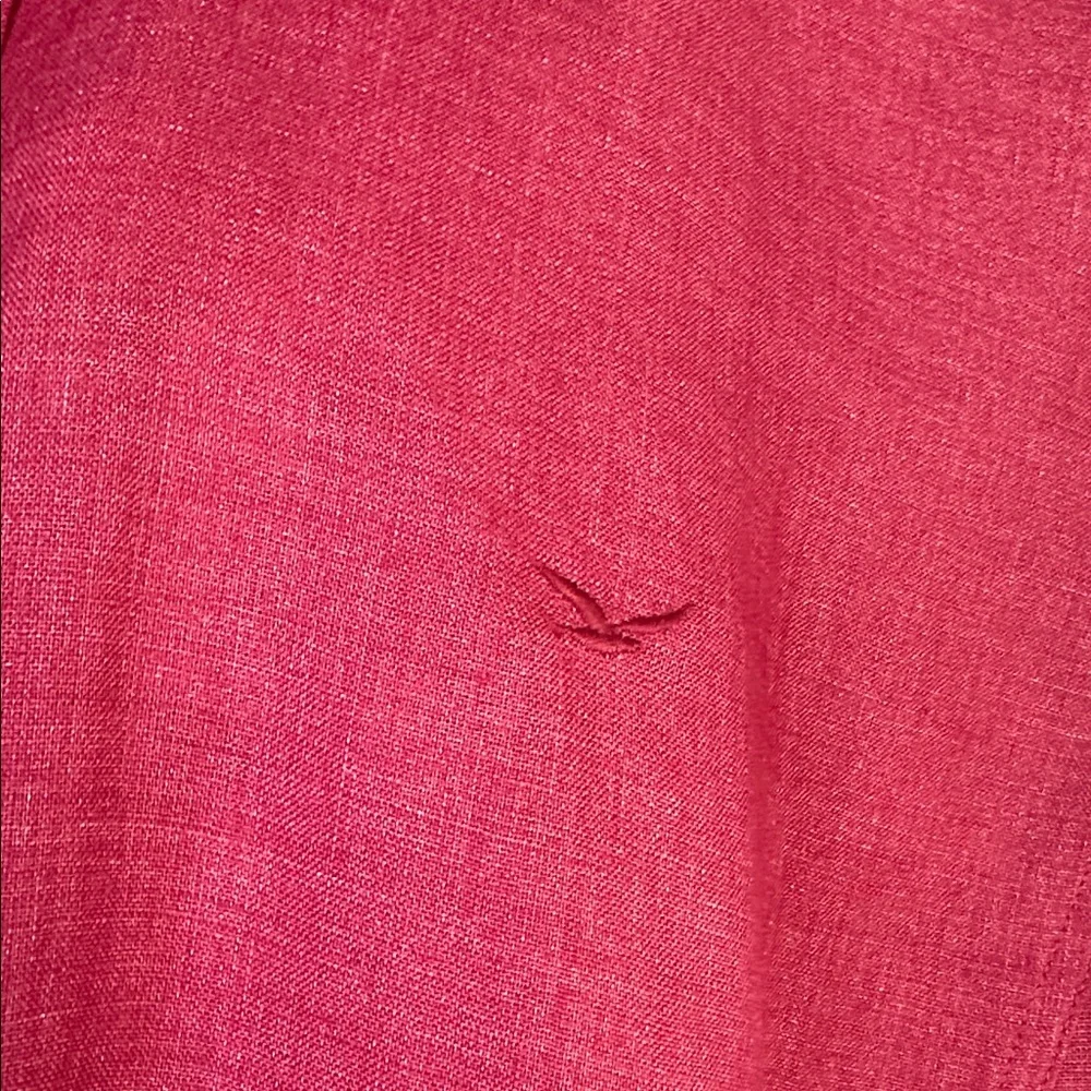 Faconnable !00% Linen Red Button Down Shirt Long Sleeve Collared Hong Kong XL - Picture 6 of 16
